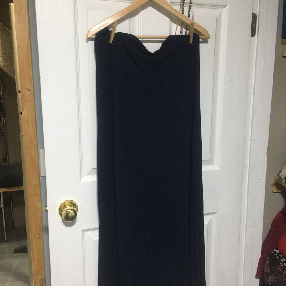 Women's Navy Strapless Maxi Skirt
